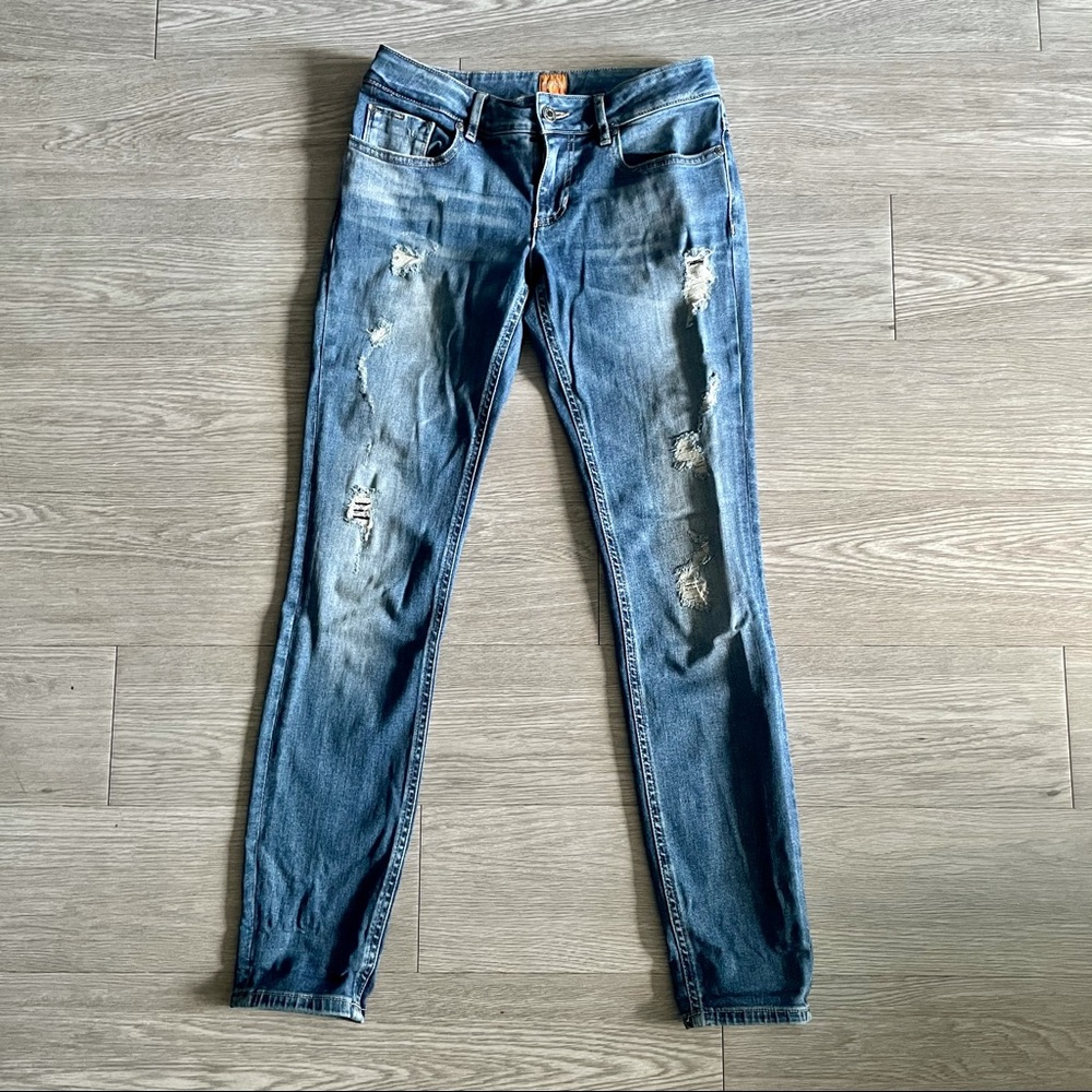 BOSS ORANGE Straight Leg Distressed Jeans